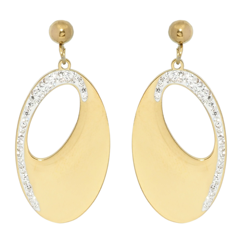 Серьги Xuping TTM Stainless Steel цвет 14K пусеты Овальные подвески с цирконием фото №1