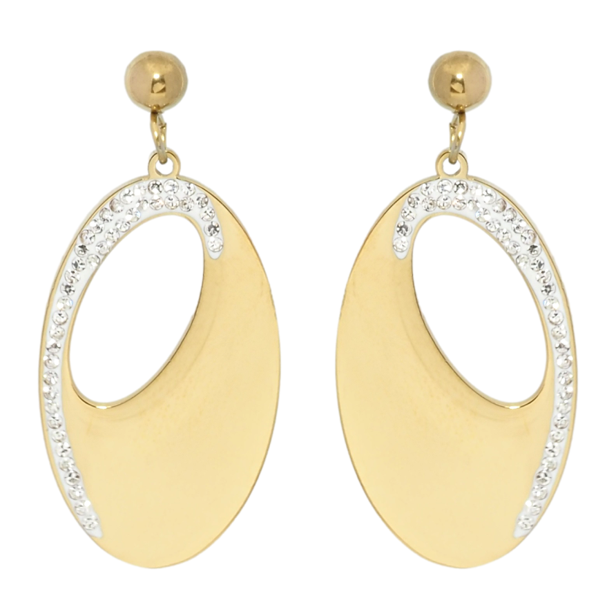 Серьги Xuping TTM Stainless Steel цвет 14K пусеты Овальные подвески с цирконием фото №1