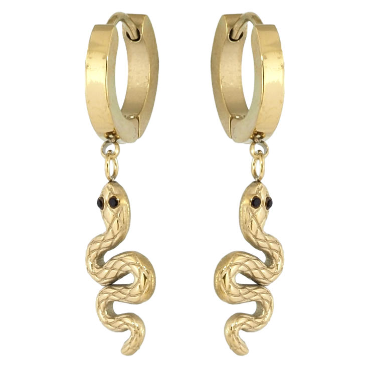 Серьги Xuping TTM Stainless Steel цвет 14K подвески на колечках Змейки фото №8