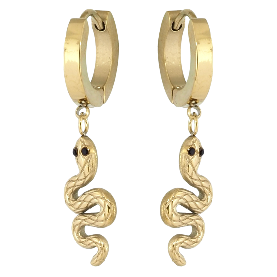Серьги Xuping TTM Stainless Steel цвет 14K подвески на колечках Змейки фото №1