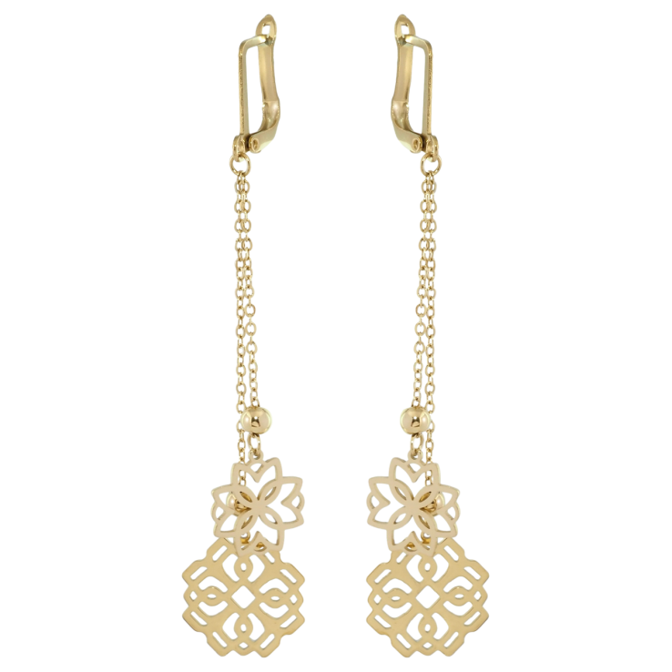 Серьги Xuping TTM Stainless Steel цвет 14K английский замок Подвески ажурные цветочки фото №12