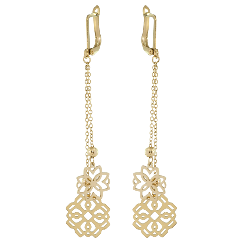 Серьги Xuping TTM Stainless Steel цвет 14K английский замок Подвески ажурные цветочки фото №18