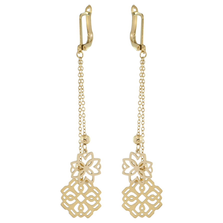 Серьги Xuping TTM Stainless Steel цвет 14K английский замок Подвески ажурные цветочки фото №1