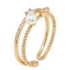 Кольцо Xuping Позолота 18K Двойная шинка с цирконием и жемчугом фото №2