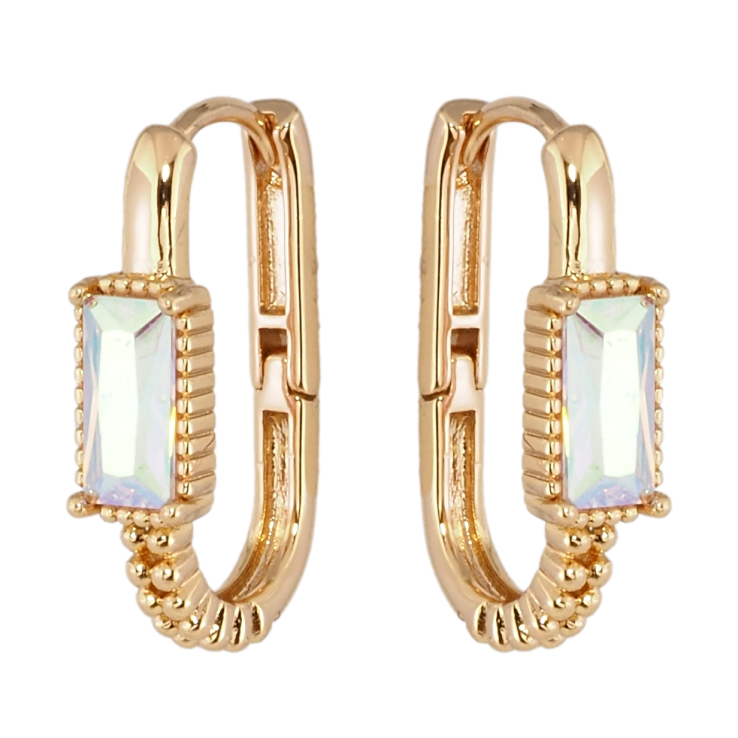 Серьги Xuping Позолота 18K колечки Овалы с радужными фианитами фото №21