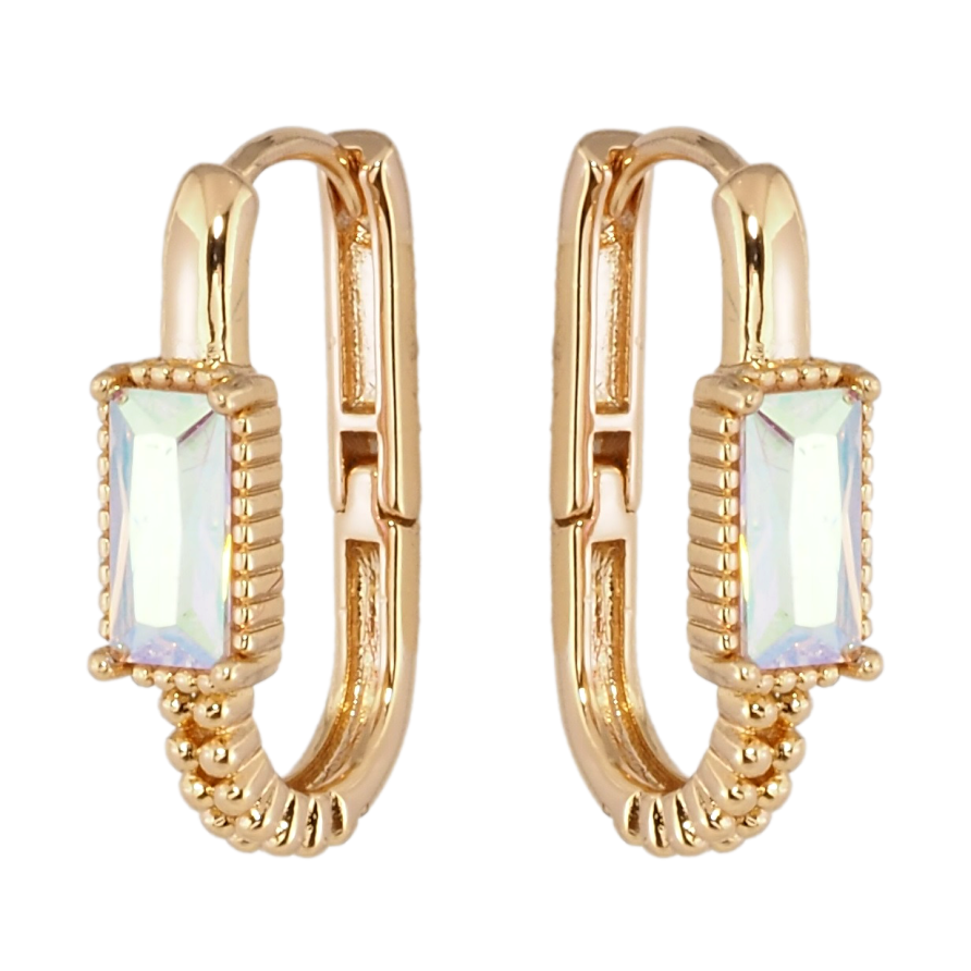 Серьги Xuping Позолота 18K колечки Овалы с радужными фианитами фото №1