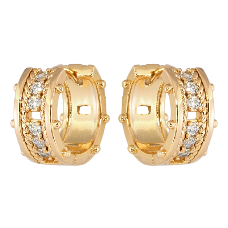 Серьги Xuping Позолота 18K колечки Узор с дорожкой циркония фото №24