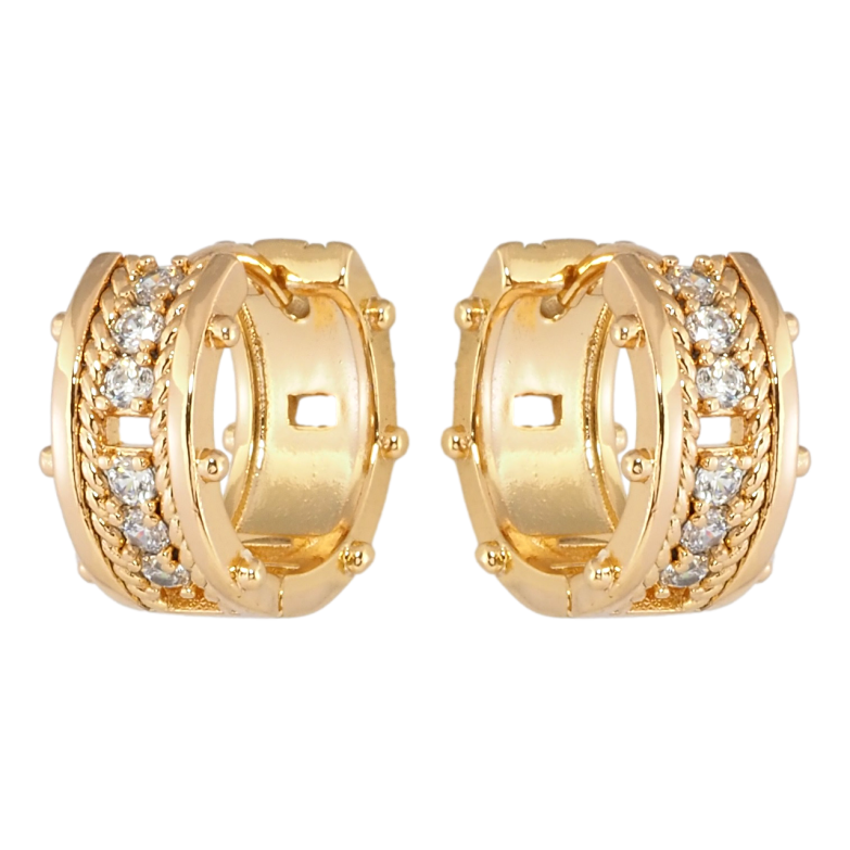 Серьги Xuping Позолота 18K колечки Узор с дорожкой циркония фото №1