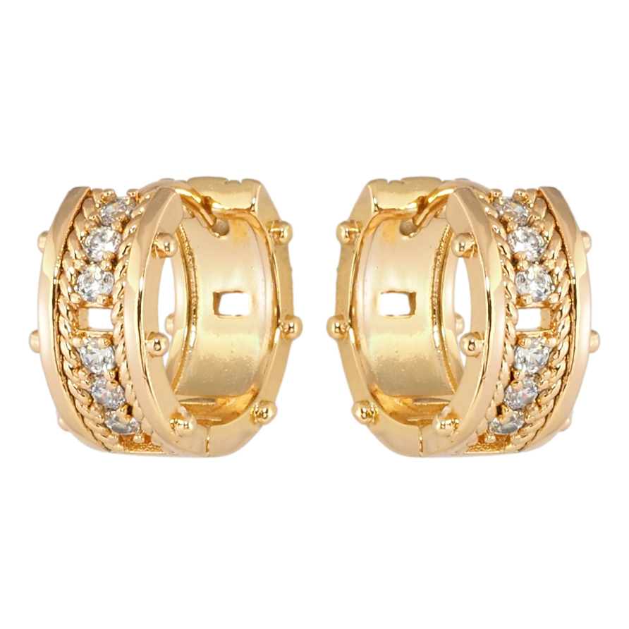 Сережки Xuping Позолота 18K колечка Візерунок з доріжкою цирконію фото №1