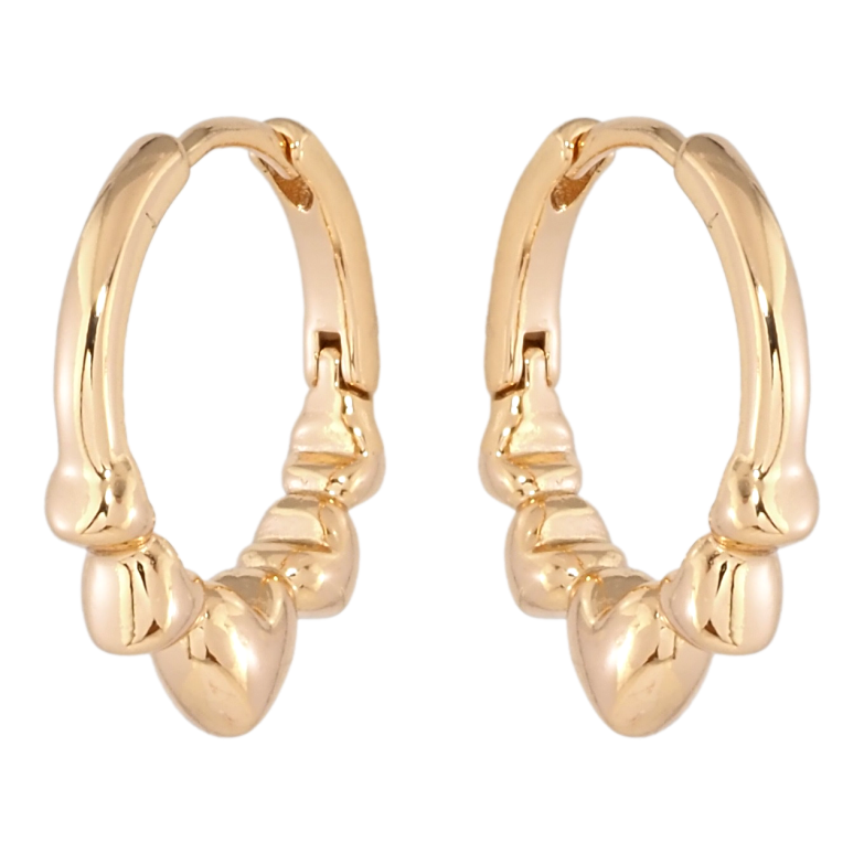 Серьги Xuping Позолота 18K колечки С узором сердечки фото №2