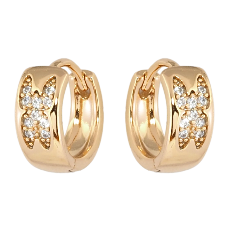 Серьги Xuping Позолота 18K колечки Бабочки с цирконием фото №3