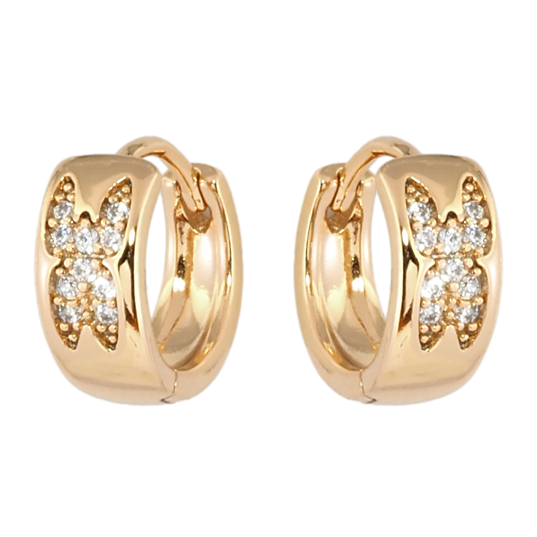 Серьги Xuping Позолота 18K колечки Бабочки с цирконием фото №1