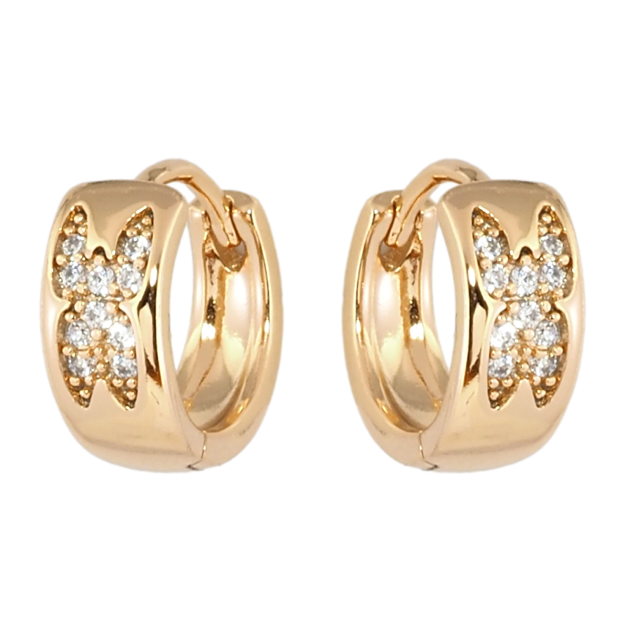 Серьги Xuping Позолота 18K колечки Бабочки с цирконием фото №1