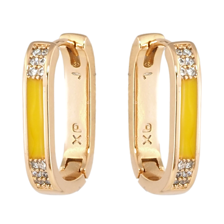 Сережки Xuping колір 18K колечки Візерунок з жовтою емаллю та кристалами фото №18 Сережки Xuping колір 18K колечки Візерунок з жовтою емаллю та кристалами фото №18