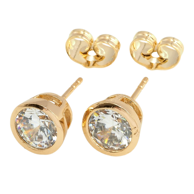 Сережки Xuping Позолота 18K пусети Кристал в обідковій оправі ø 8мм фото №7