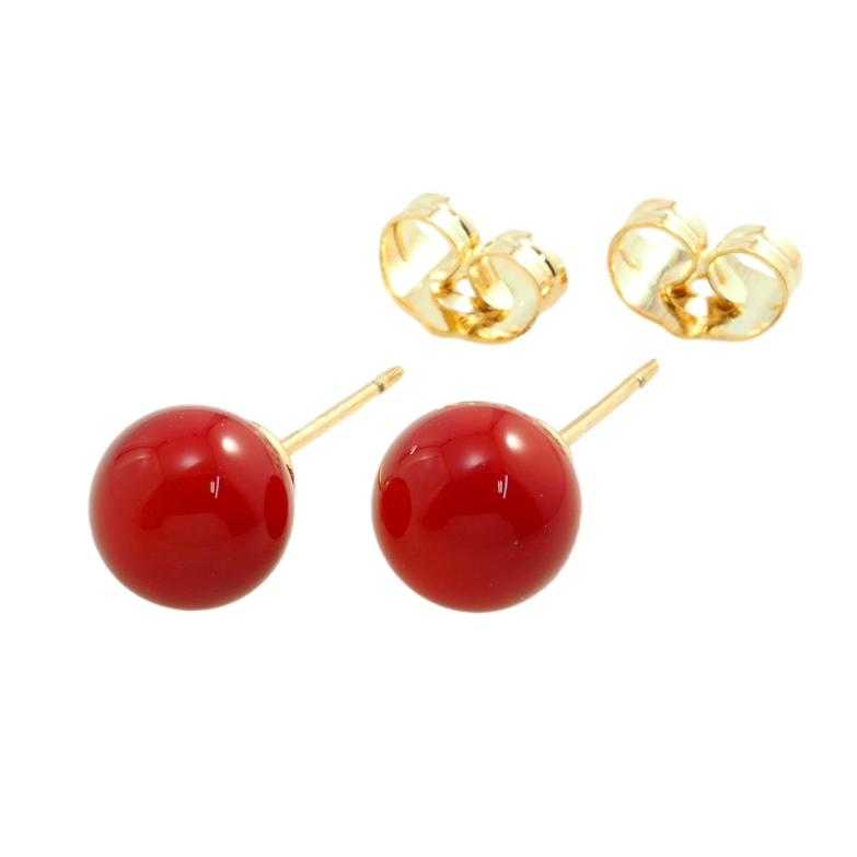 Сережки Xuping Позолота 18K пусети Червоні кульки ø 8мм фото №8