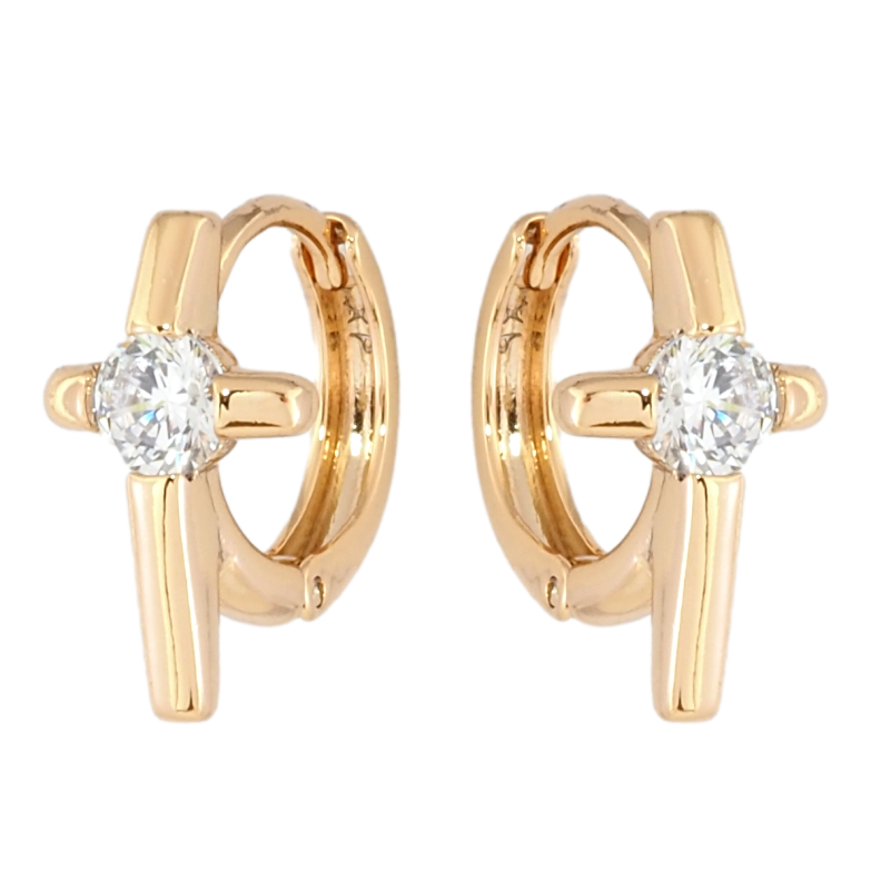 Серьги Xuping Позолота 18K колечки Крестики с цирконием фото №1
