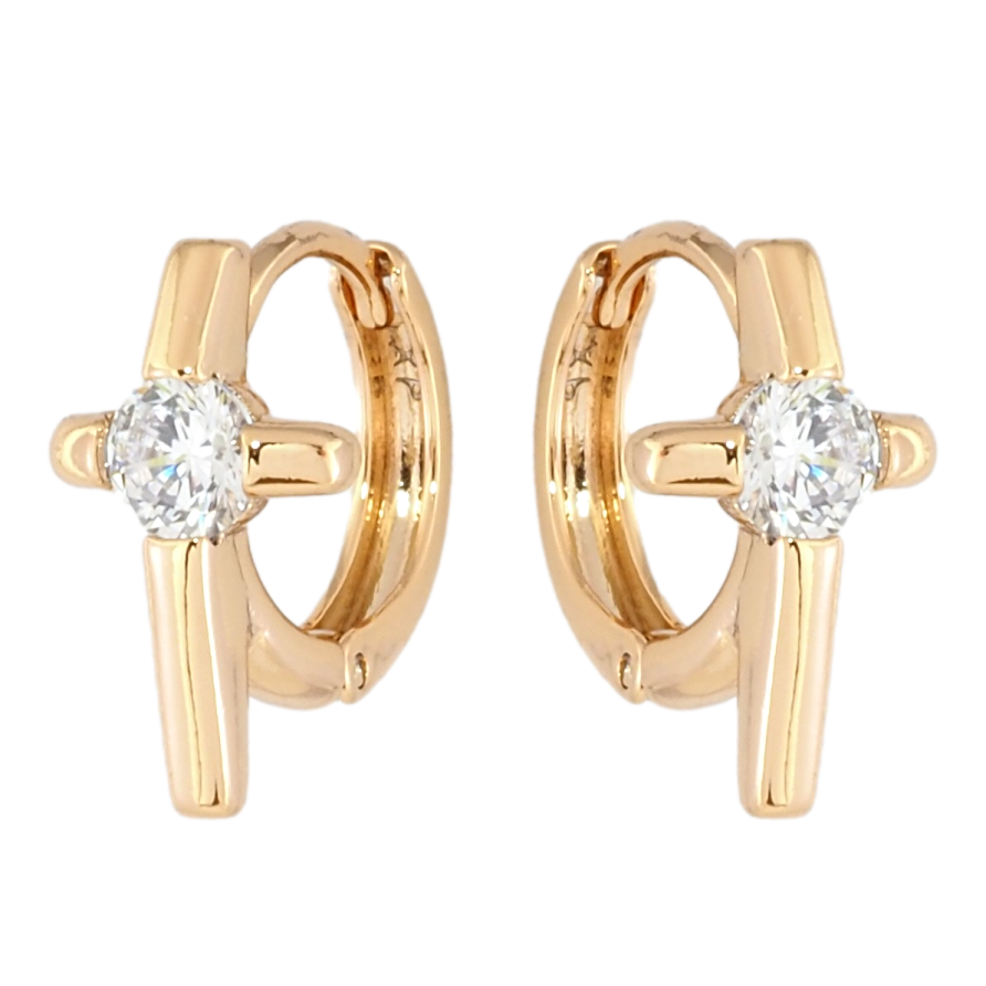Серьги Xuping Позолота 18K колечки Крестики с цирконием фото №1