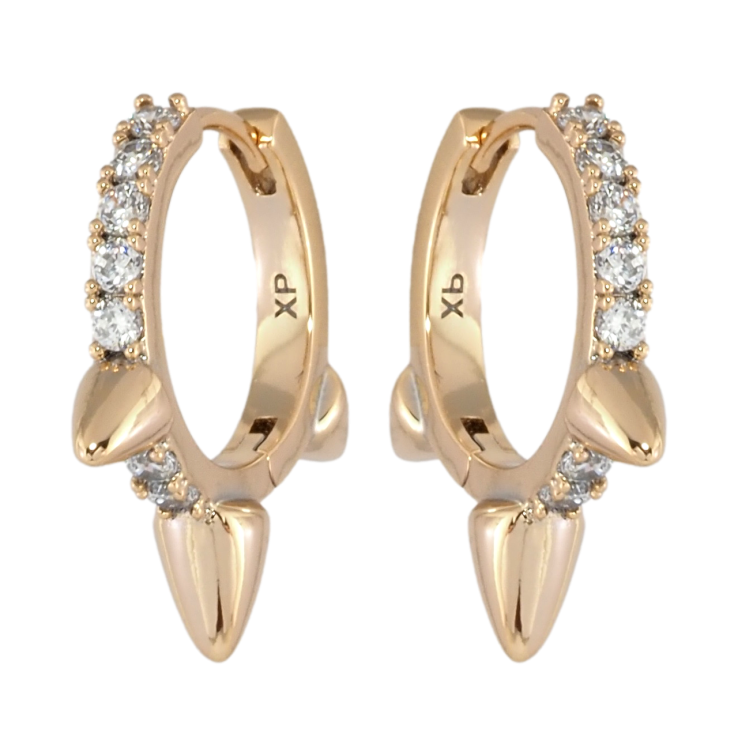 Серьги Xuping Позолота 18K колечки Дорожки циркония с шипами фото №5