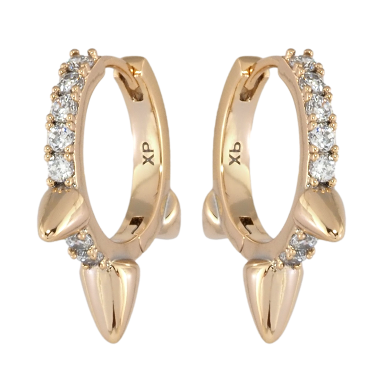 Сережки Xuping Позолота 18K колечка Доріжки цирконію з шипами фото №3