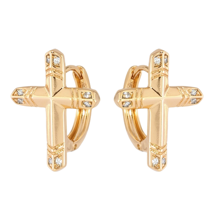 Серьги Xuping Позолота 18K колечки Крестики с цирконием фото №23