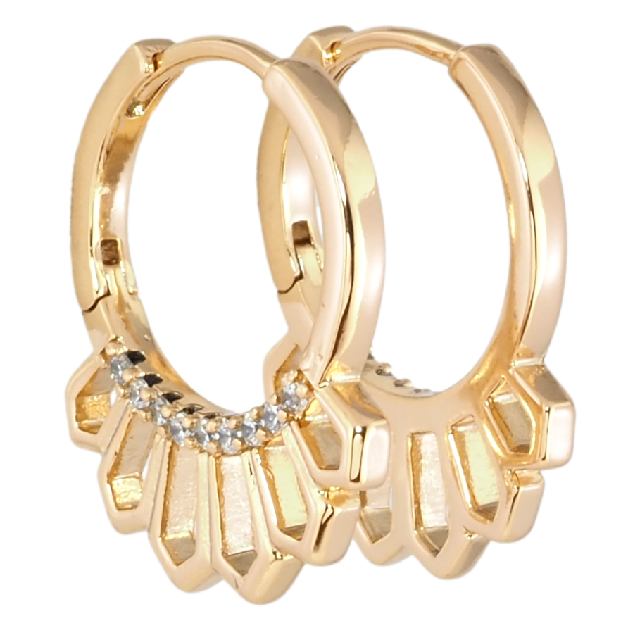 Серьги Xuping Позолота 18K колечки Боковой узор с цирконием фото №1