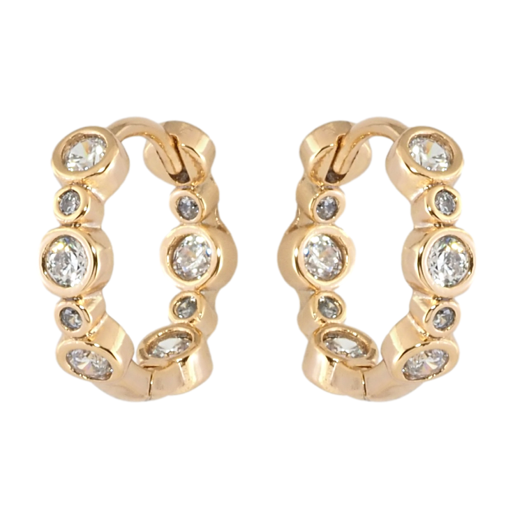 Серьги Xuping Позолота 18K колечки Декоративные дорожки циркония фото №25