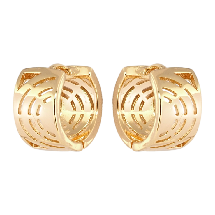 Сережки Xuping Позолота 18K колечки Декоративний різьблений орнамент фото №5 Сережки Xuping Позолота 18K колечки Декоративний різьблений орнамент фото №5