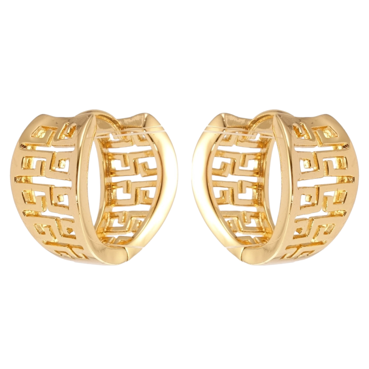 Сережки Xuping Позолота 18K колечки Декоративний різьблений орнамент фото №7 Сережки Xuping Позолота 18K колечки Декоративний різьблений орнамент фото №7