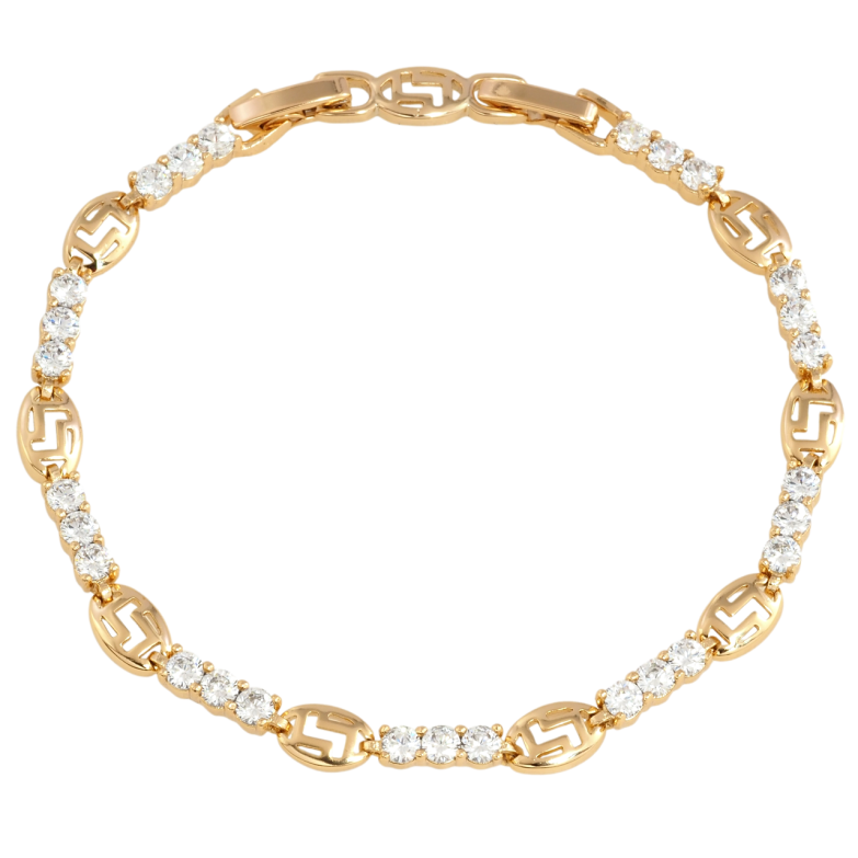 Браслет Xuping Позолота 18K Дорожки циркония с овальными звеньями размер с доп. замком 17,19см х 3-5мм фото №1