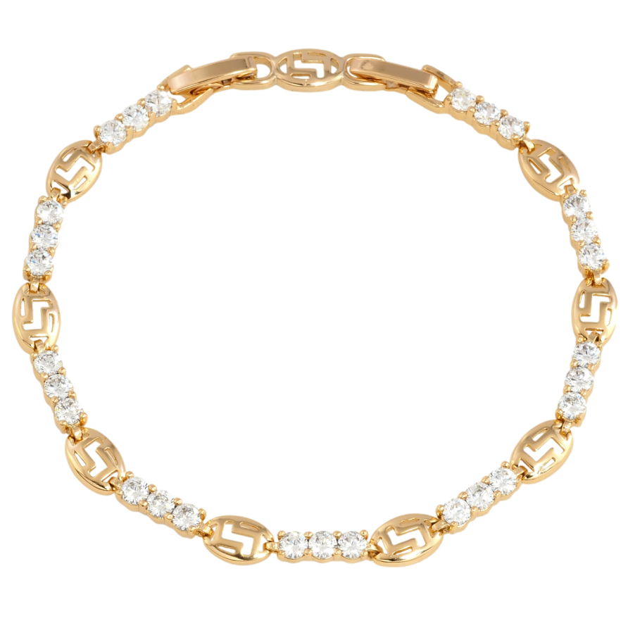 Браслет Xuping Позолота 18K Дорожки циркония с овальными звеньями размер с доп. замком 17,19см х 3-5мм фото №1
