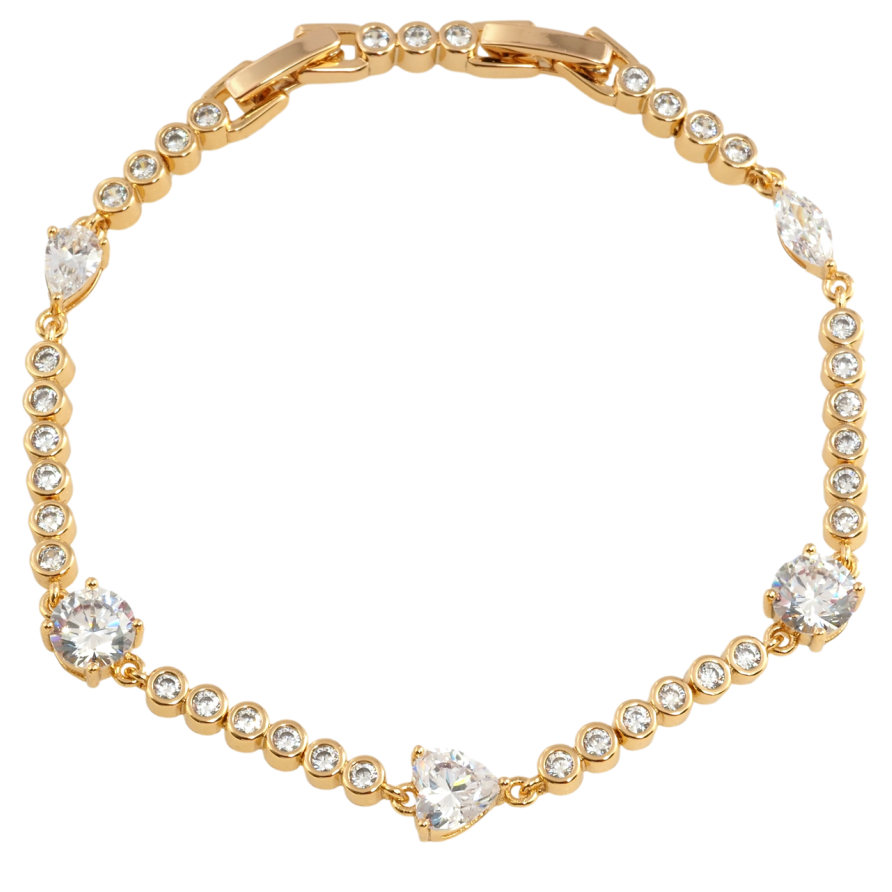 Браслет Xuping Позолота 18K Дорожки циркония размер с доп. замком 16.5,18.5см х 3мм фото №1