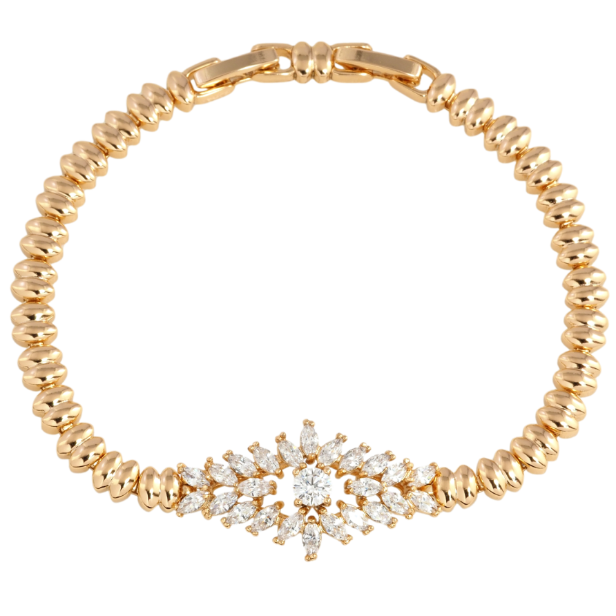 Браслет Xuping Позолота 18K Декоративная вставка с цирконием размер с доп. замком 17.5,19.5см х 5мм фото №1