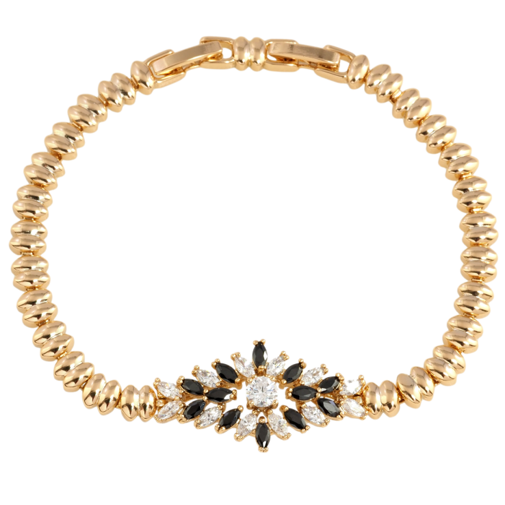 Браслет Xuping Позолота 18K Вставка с черно-белым цирконием размер с доп. замком 17.5,19.5см х 5мм фото №22