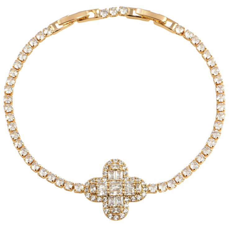 Браслет Xuping Позолота 18K Дорожка циркония с кристальной вставкой размер с доп. замком 18,20см х 3мм фото №3