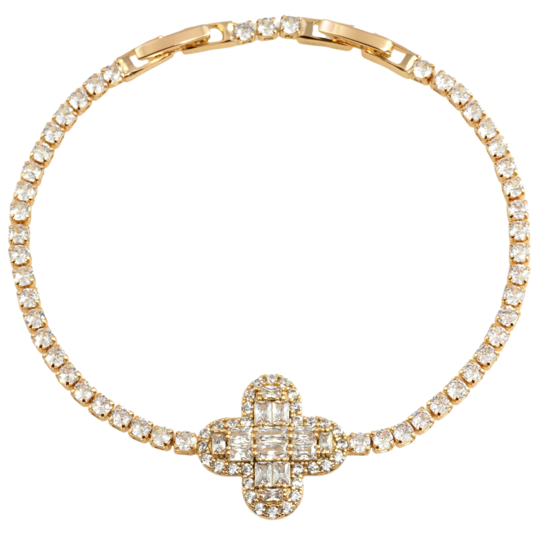 Браслет Xuping Позолота 18K Дорожка циркония с кристальной вставкой размер с доп. замком 18,20см х 3мм фото №1