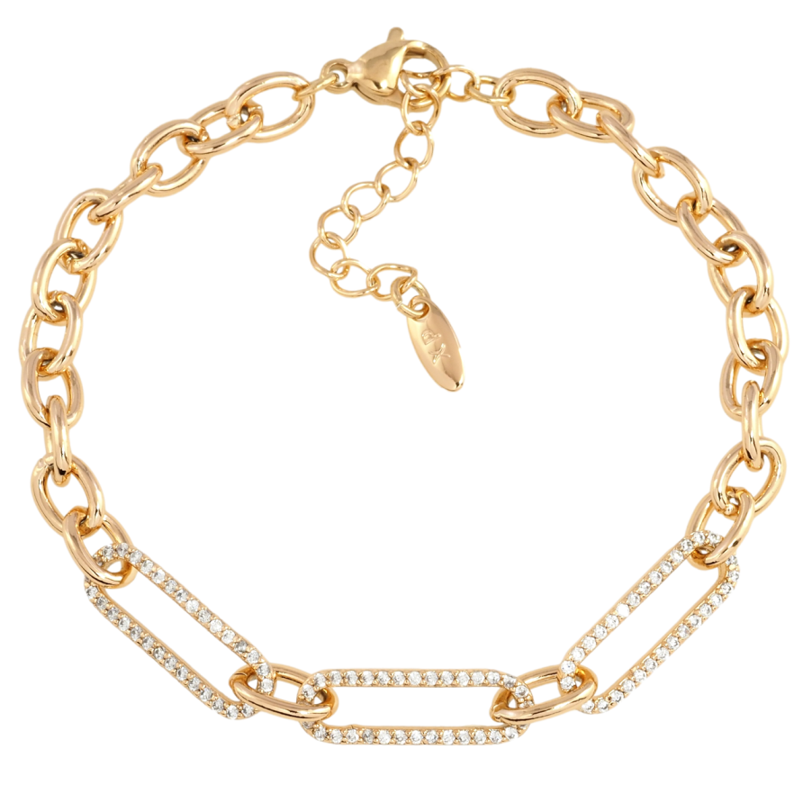 Браслет Xuping Позолота 18K Якорная цепочка с вставкой размер с доп. цепочкой 17-20см х 5мм фото №1