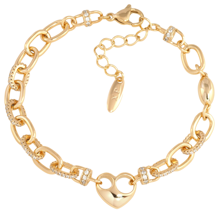 Браслет Xuping Позолота 18K Цепочка с вставкой сердечко размер с доп. цепочкой 18-21см х 5-7мм фото №10