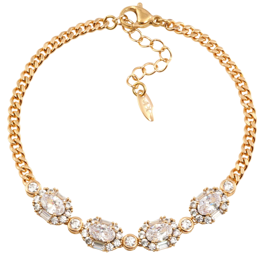 Браслет Xuping Позолота 18K Цепочка с кристальной вставкой размер с доп. цепочкой 17-20см х 3мм фото №1