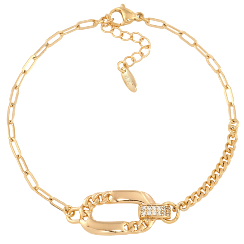 Браслет Xuping Позолота 18K Комбинированная цепочка с вставкой размер с доп. цепочкой 19-22см х 3мм фото №1