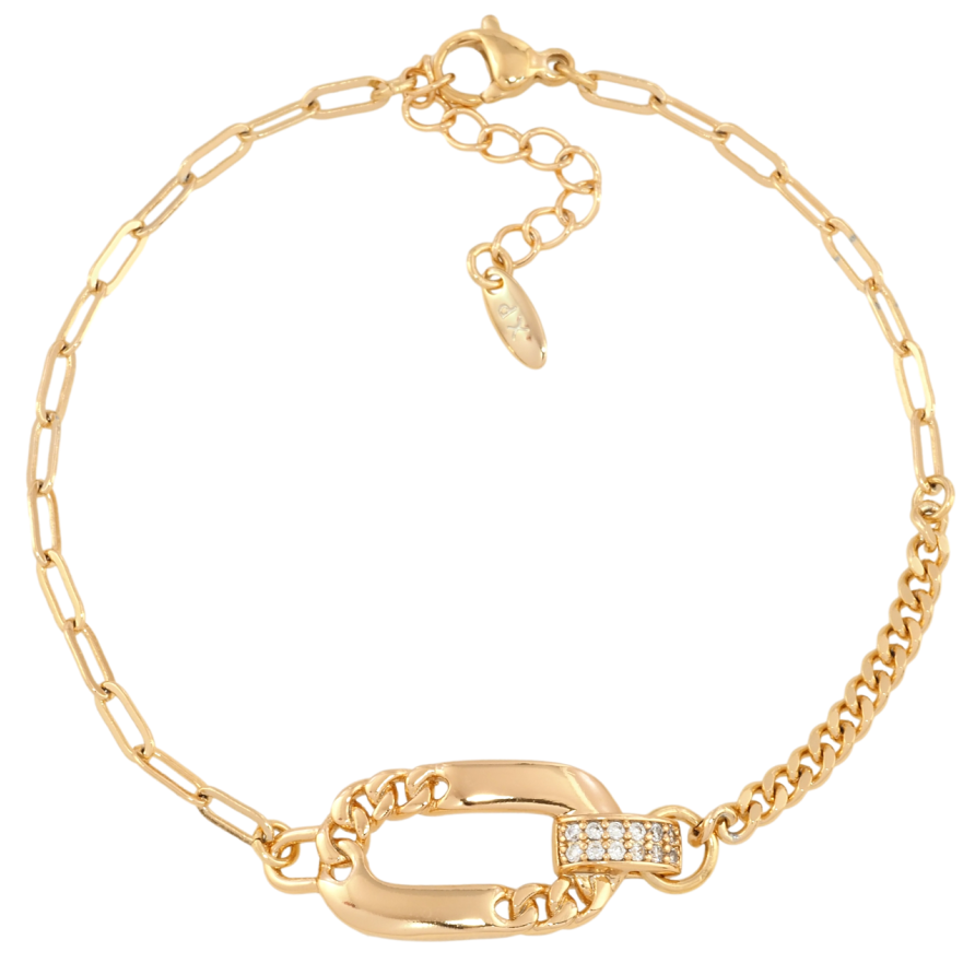 Браслет Xuping Позолота 18K Комбинированная цепочка с вставкой размер с доп. цепочкой 19-22см х 3мм фото №1