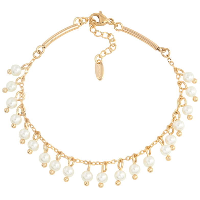 Браслет Xuping Позолота 18K Ланцюжок з перлинними підвісками довжина з дод. ланцюжком 17-20.5см х 2мм фото №2