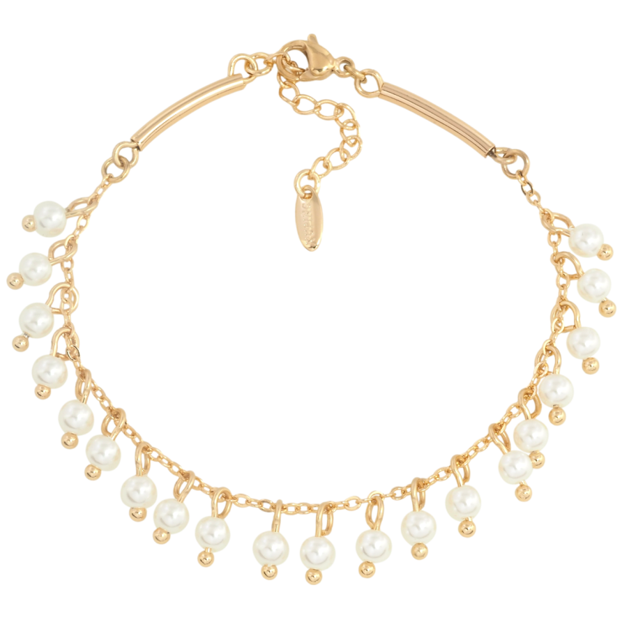 Браслет Xuping Позолота 18K Цепочка с жемчужными подвесками размер с доп. цепочкой 17-20.5см х 2мм фото №1