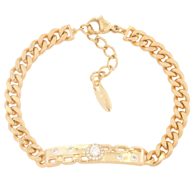 Браслет Xuping Позолота 18K Панцирная цепочка с вставкой размер с доп. цепочкой 18-21см х 6мм фото №1