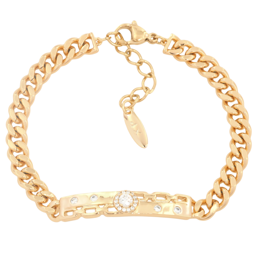 Браслет Xuping Позолота 18K Панцирная цепочка с вставкой размер с доп. цепочкой 18-21см х 6мм фото №1