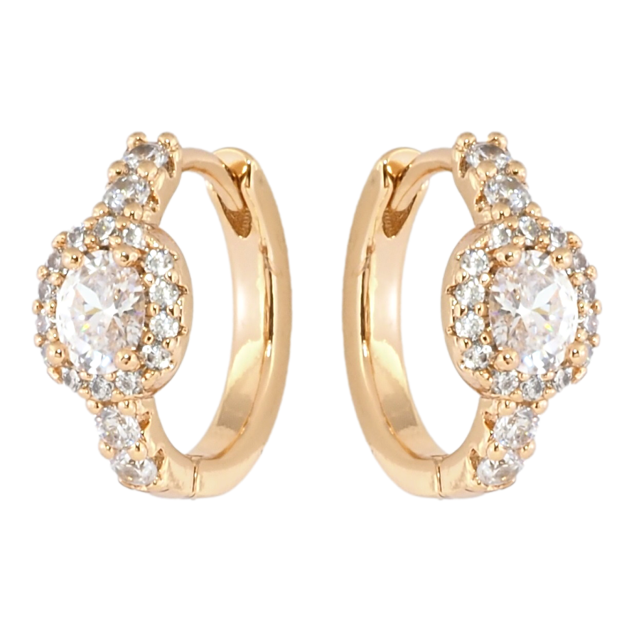 Серьги Xuping Позолота 18K колечки Инкрустация цирконием фото №1