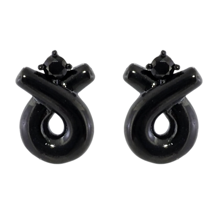 Сережки Xuping Позолота Black (чорне золото) пусети Декоративні петельки з чорними фіанітами фото №23