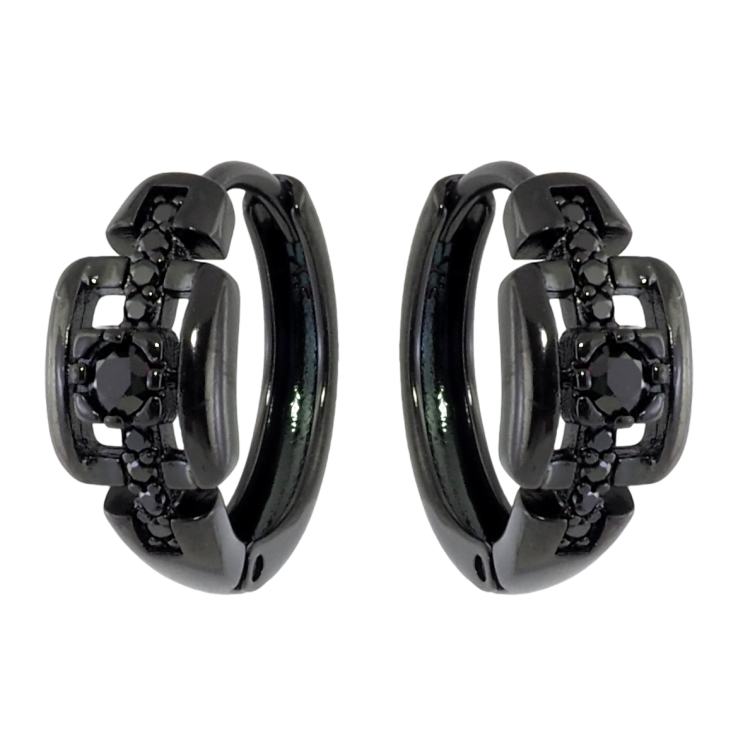 Сережки Xuping Позолота Black (чорне золото) колечка Візерунок з чорним цирконієм фото №3