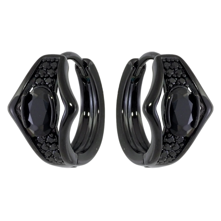 Сережки Xuping Позолота Black (чорне золото) колечка Візерунок чорним цирконієм фото №22