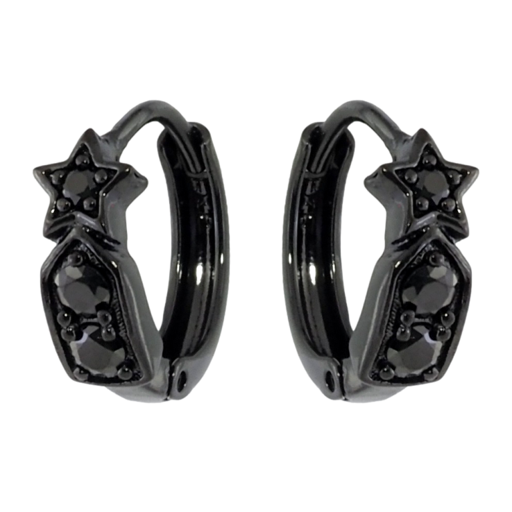 Сережки Xuping Позолота Black (чорне золото) колечка Візерунок зірочки з кристалами фото №25